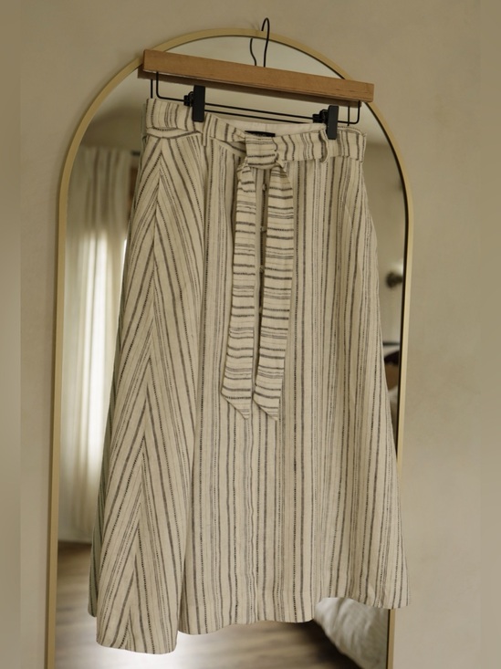 RW&CO. Dresses & Skirts - Lined Linen Blend Striped Skirt